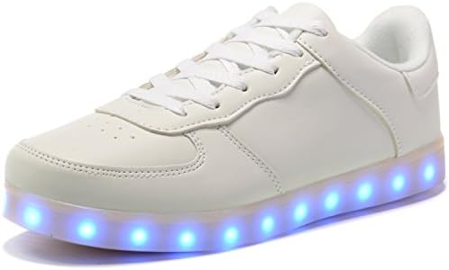 HengVanTong USB Charging 11 Colors LED Shoes , Light Up Flashing Fashion Sneakers For Mens &amp; Womens , White 39