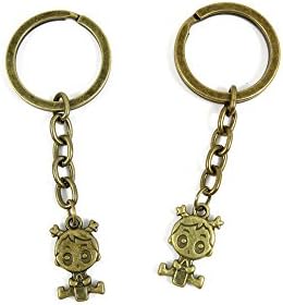 100 Pieces Ancient Bronze Keychain Keyring Key Chain Ring Charms Jewelry Making Handmade Z2AF7 Baby Female Infants