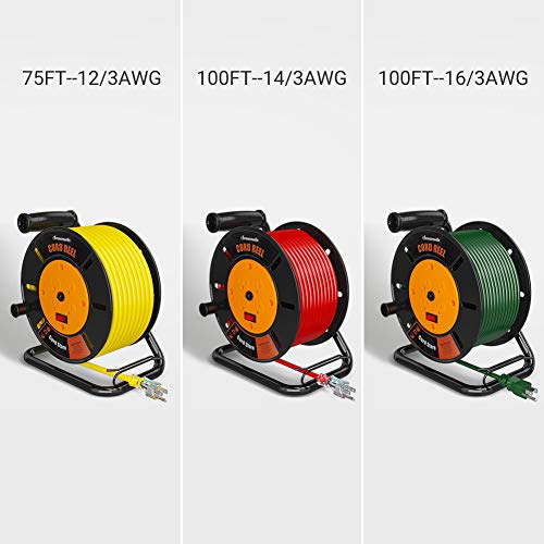 DEWENWILS Extension Cord Storage Reel with 4Grounded Outlets, Heavy