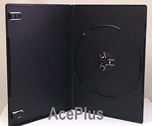 10-pk Black Slim Single DVD Cases; 7mm Ultra Thin Thickness with Clear Wrap Around Sleeve in Premium Grade Plastic (10-Pack)