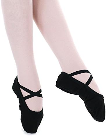 Baiwu Canvas Ballet Slipper for Women Girls, Split Sole Ballet Shoes