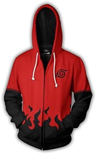 WSWJJXB Naruto 3D Printing Hooded Sweater Casual Jacket (Color : A, Size : XL)