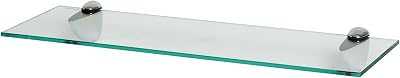 Harbour Housewares Floating Glass Wall Shelf 60cm with Silver Brackets