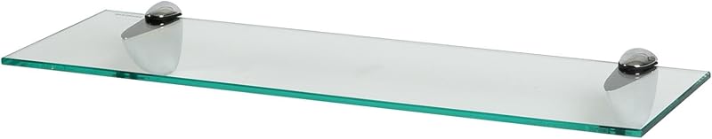 Harbour Housewares Floating Glass Wall Shelf 60cm with Silver Brackets