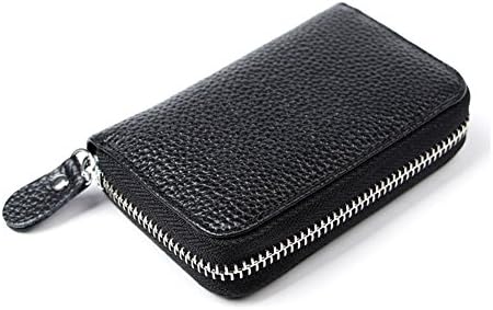 Leather ID Holder Credit Card Holder+RFID Blocking for Men's Women's