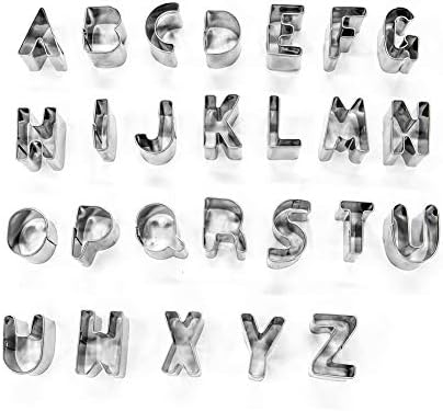 Nugilla Mini Stainless Steel 26 Pieces Alphabet Shapes Cookie Cutters Set – Christmas/Holiday Molds for kids