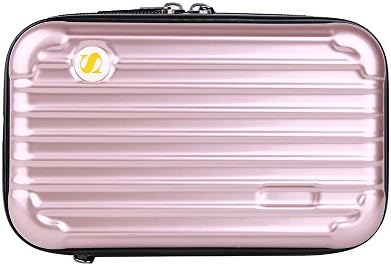 Genda 2Archer PU Leather Mini Cosmetic Makeup Case Toiletry Handbag Travel Suitcase with Wristlet(Rose Gold)