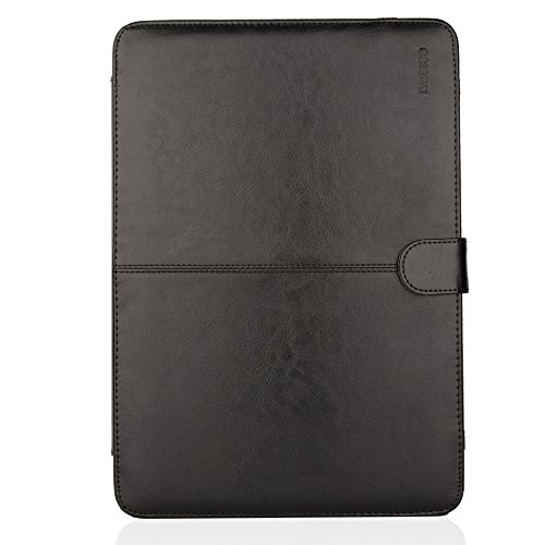 Mosiso Premium Quality PU Leather Book Cover Folio Case with Stand Function for New Macbook 12 Inch with Retina Display Model A1534 (Version 2017/2016/2015), Black