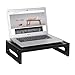 SONGMICS Bamboo Wood Monitor Computer Riser with Storage Organizer Office Desk Laptop Cellphone TV Printer Desktop Container Black ULLD211BK
