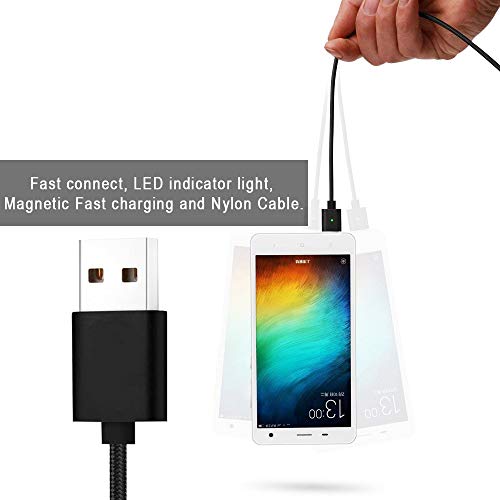 CoolKo Strongest 1.5Meter Magnetic Black Braided Charging Cable for all iPhone, AirPods, Type C Mobile Phones, Micro USB Android Smart Phones and Tablets [2 Cables 3 Heads] - Thumbnail 5