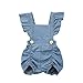 Calsunbaby Infant Baby Girls One Piece Short Sleeve Ripped Demin Jeans Ruffle Romper Sunsuit Outfits Jumpsuit (Z#Blue, 12-18 Months)