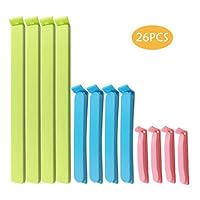 26Pcs Plastic Sealing Clips for Food and Snack Bags by YINGFENG, 3-4.5 -7inch, Fresh-Keeping Clamp Sealer, Assorted Sizes and Colors