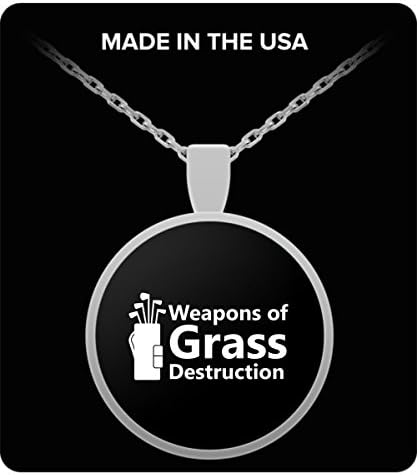 Weapons of Grass Destruction Funny Golf Golfing Gift Gift Necklace