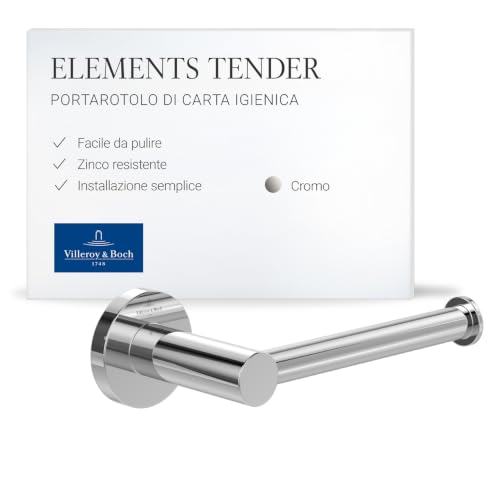 Villeroy & Boch Elements - Tender toilet roll holder without cover,r for wall installation, zinc, round, Chrome