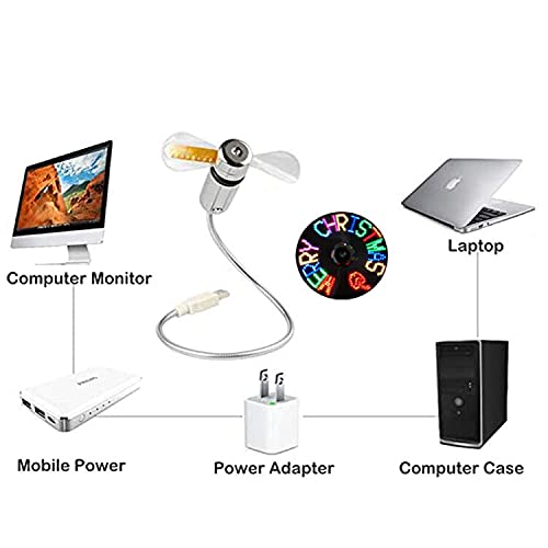B2ocled LED USB Fan, New Creative Programmable USB-Powered Portable Fan, Mini Gooseneck DIY Message Fan for laptop and computer-Colorful Lights