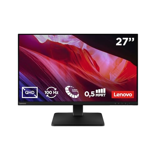 Lenovo L27qe - 27 inch QHD Display (IPS, 100Hz, 4ms, HDMI+DP, HDMI cable) - Black