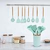 Kitchen-Utensils-Set-9-Pcs-Non-Stick-Silicone-Cooking-Kitchen-Utensils-Spatula-Set-with-Holder-Wooden-Handle-Heat-Resistant-Silicone-Kitchen-Gadgets-Utensil-Set-Green Silicone Kitchen Utensil Set, 9 Pcs Non-Stick Cooking Kitchen Utensils Spatula Set with Holder, Wooden Handle Heat…