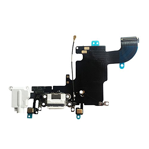 Johncase OEM Charging Port Dock Connector Flex Cable w/Microphone + Headphone Audio Jack Port Ribbon Replacement Part Compatible for iPhone 6s All Carriers (White)