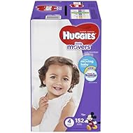 HUGGIES LITTLE MOVERS Diapers, Size 4 (22-37 lb.), 152 Ct, ECONOMY PLUS (Packaging May Vary), Baby Diapers for Active Babies