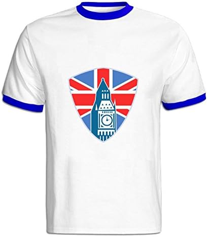 Adj La Tour Eiffel Union Jack Shield T Shirts for Mens XL blue