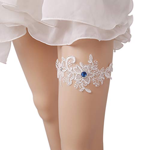 ADOVE Wedding Garters for Bride Stretch Lace Bridal Garter Sets White Flower Floral Leg Wedding Garter