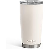 SANDJEST Beige Tumbler 20oz Stainless Steel Double Wall Vacuum Insulated, Travel Coffee Cup, Gifts for Men Women Birthday Christmas