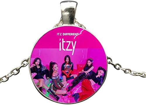 hengwei Exquisite Kpop Twice ITZY Debut Album IT’z Different Dalla Dalla Cover Necklace Glass Gemstone Pendant Necklace Gift for Kpop Twice ITZY Fans for Women & Girls