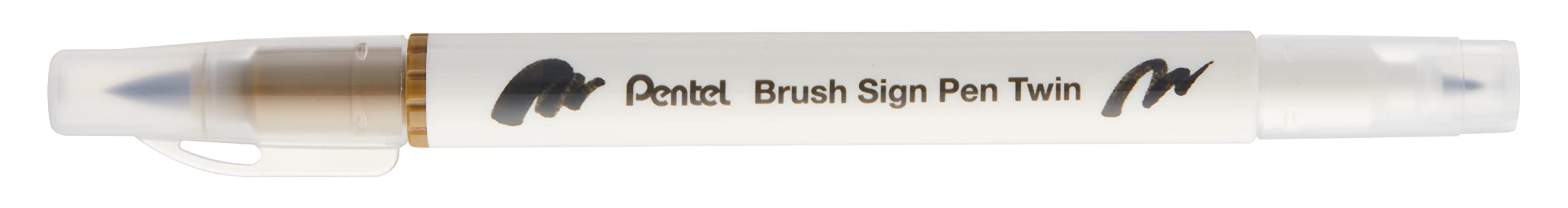 Pentel Brush Sign Pen Twin Tip Raw Umber - Pack of 10