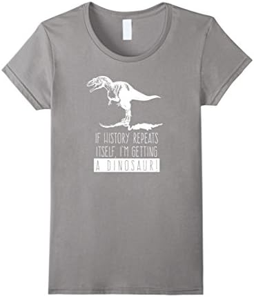 Women's If History Repeats Itself, I'm Getting a Dinosaur T-shirt Large Slate