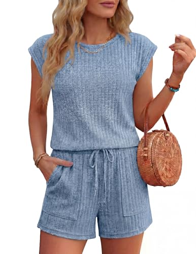 Ekouaer Rompers for Women Casual Cap Sleeve Dressy Short Pants Jumpsuits at Amazon