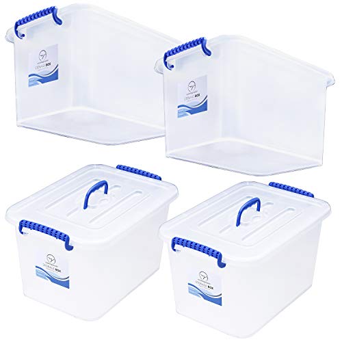 Plastic Storage Bins with Lids and Handle for Shoes Toys Legos Tools
