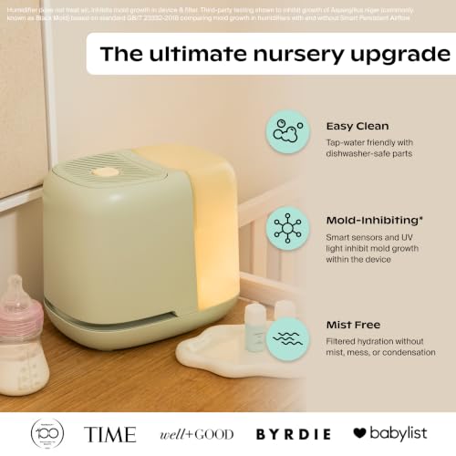 Canopy Nursery Humidifier 2.0, White, 36 HR Run Time, 2.5L Capacity Tank - Sleep Lights, White Noise, Clean Aroma Diffusion - Promote Deep Sleep & Happy Skin - Humidifier, Filter & Aroma Kit