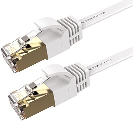 JewMod Cat 7 Ethernet Cable 10GB fastest Shielded (STP) Computer Internet Cable - Flat Lan Network Cable With Snagless Rj45 Connectors for Patch, Modem, Router (30 Ft)