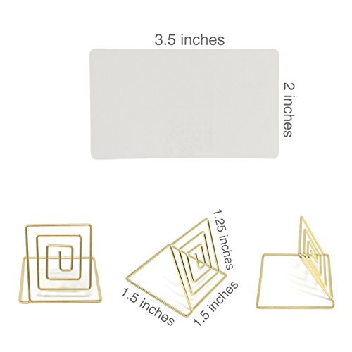 CB Accessories Set of 20 Wire Place Card Holder Stands with White Cards for Weddings, Dinner Parties, Table Top Numbers, Food Signs (Gold) - Thumbnail 3