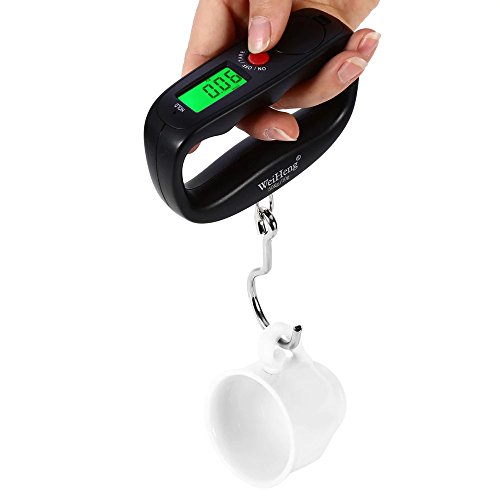 Mini Hanging Hook Scale,Portable Digital Crane Scale,50kg /100g Dig Hook Hanging Scale, with Backlit LCD Display - Black