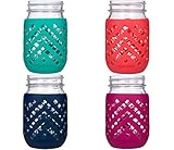 JarJackets Silicone Mason Jar Sleeve - Fits 16oz (1 pint) REGULAR-Mouth Jars | Package of 4 (Multicolor)