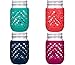 JarJackets Silicone Mason Jar Sleeve - Fits 16oz (1 pint) REGULAR-Mouth Jars | Package of 4 (Multicolor) primary