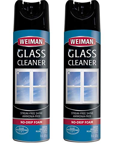 Weiman Glass Cleaner - 19 Ounce (2 Pack) - Non-Toxic Professional Streak-Less foaming No Drip Removes Grease Dissolves Fingerprints and Smudges