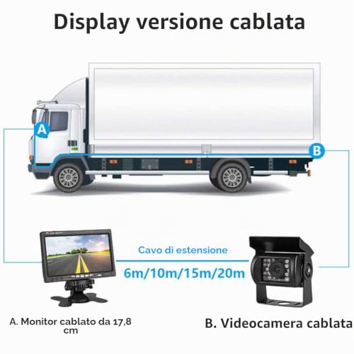 12 V-24 V 7 Inch TFT LCD HD Car Reversing Camera + Camper Truck Trailers 18 LEDs Infrared Night Vision Waterproof Rearview Reverse Backup Camera with 10M Cable