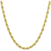 UNAHKTHY 14K Solid Yellow Gold Diamond Cut Rope Chain Necklace, Available in 1.5mm,2mm,3mm and 4mm Thickness For Women and Men 16-36 Inch Lengths (3mm, 24inch)