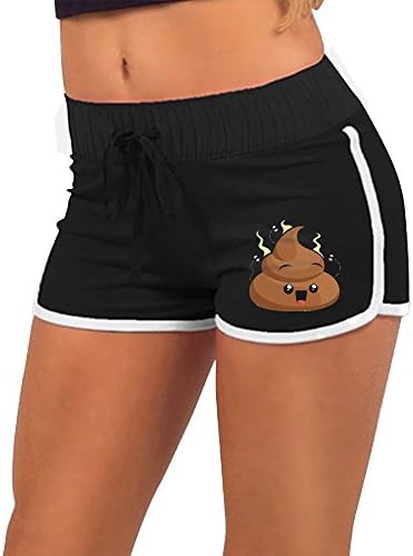 Women Poop With Flys Emoji Low-Waist Workout Yoga Shorts Running Yoga Gym Fitness Sport Pants