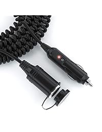 [UL Listed] PWR + extra larga (12 ft uncoiled 2.5 ft Coiled) encendedor de cigarrillos Cable de extensión, potencia 12 V Cargador de Coche Socket Plug Cable 18 AWG, 12 ft