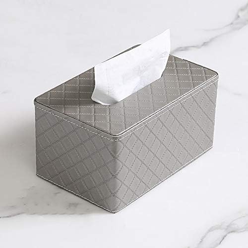 YZPZJH Fashion PU leather tissue box holder, square napkin holder paper tray water dispenser home office car car decoration (color : GRAY)