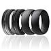 ROQ Silicone Rubber Wedding Ring for Men, Comfort Fit, Men's Wedding Band, Breathable Rubber Engagement Band, 8mm Wide 2mm Thick, Engraved Middle Line and Dome Solid, 4 Pack, Grey & Black, Size 13