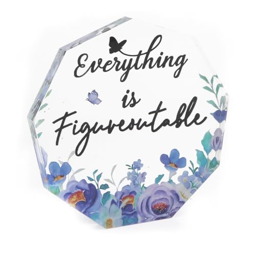 MUCOOS Purple Flower Acrylic Plaque, Birthday and Inspirational Decoration, Gift for Mom, Friends and Lovers, Love Gift, Nine Sided Acrylic Ornaments