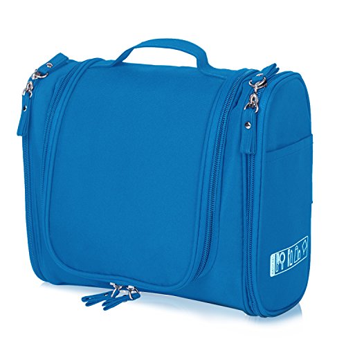 Hanging Toiletry Bag Travel Cosmetic Kit - Large Essentials Organizer - Sturdy Hook Makeup bag - Heavy Duty Waterproof for Men and Womens (Blue)