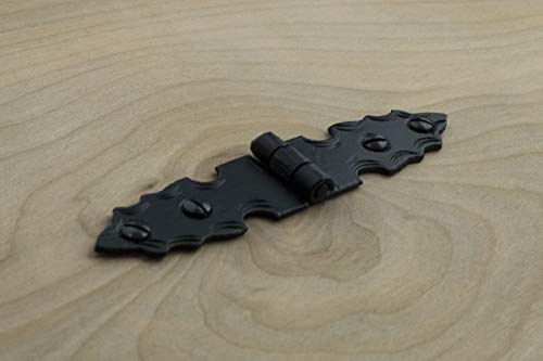 2 Pack Decorative Spear Hinges 3.5" For Furniture Rustic Hammered Iron Black Finish Hand Crafted Borderland Rustic Hardware