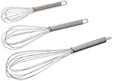 Gogogu 3 Pack Stainless Steel Whisk, Kitchen Whisk, Balloon Whisk Set, Wire Whisk, Egg Frother, Milk And Egg Beater Blender, Kitchen Utensils For Blending, Whisking, Beating And Stirring