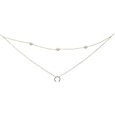 TARINIKA 925 Sterling Silver Layered Necklace for Women, Yellow Gold Plated Minimalist Sparkle Semi-Precious CZ Pendant, Adjustable Length with Hook & Link, Dainty Everyday Jewelry Gift