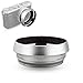 Lens Hood Set JJC for Fuji Fujifilm X100F X100S X100T X100 X70 Replaces Fujifilm LH-X100 Lens Hood & Adapter Ring Aluminum alloy-Silver 1 pack